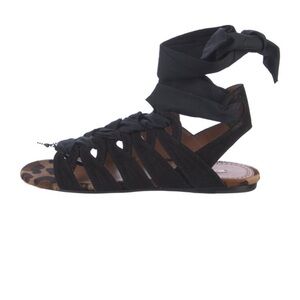 Alaia Black Lace-Up Gladiator Sandals with Ankle Tie